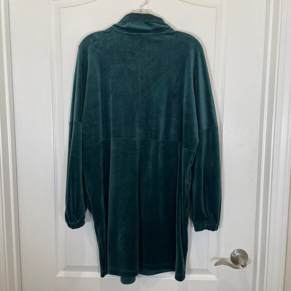Anthropologie Saturday Sunday Rosalind Velvet Tunic Dress Teal Green Pockets S - Picture 7 of 7